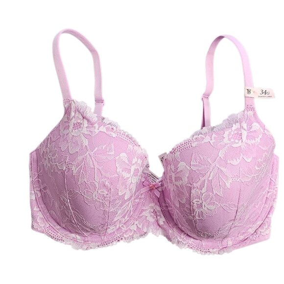 Victorias Secret Lightly Lined Demi Lace Bra, Underwire, Purple, Large Cup, 34G - Picture 1 of 5